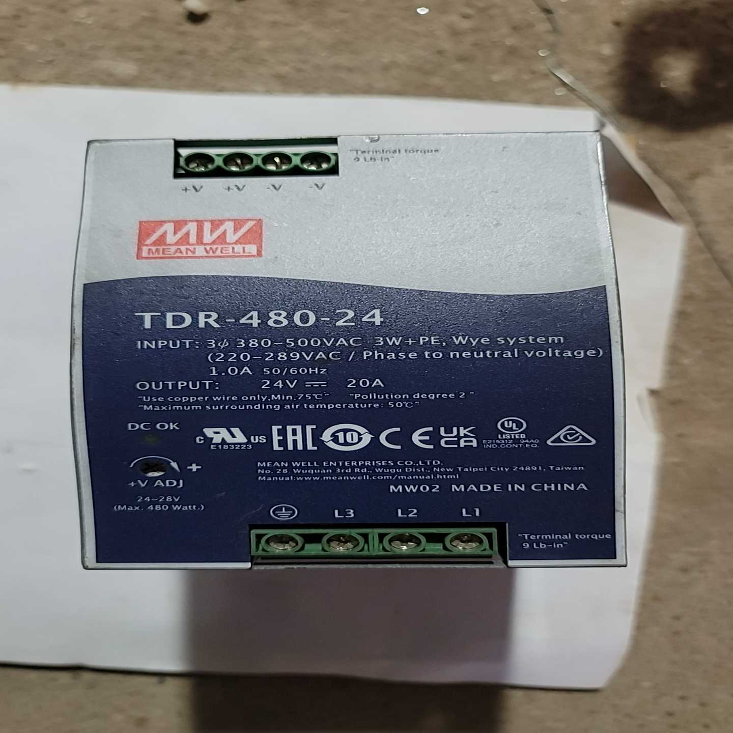 明纬TDR-480-24开关电源三相交流380-500V转2--议价商品