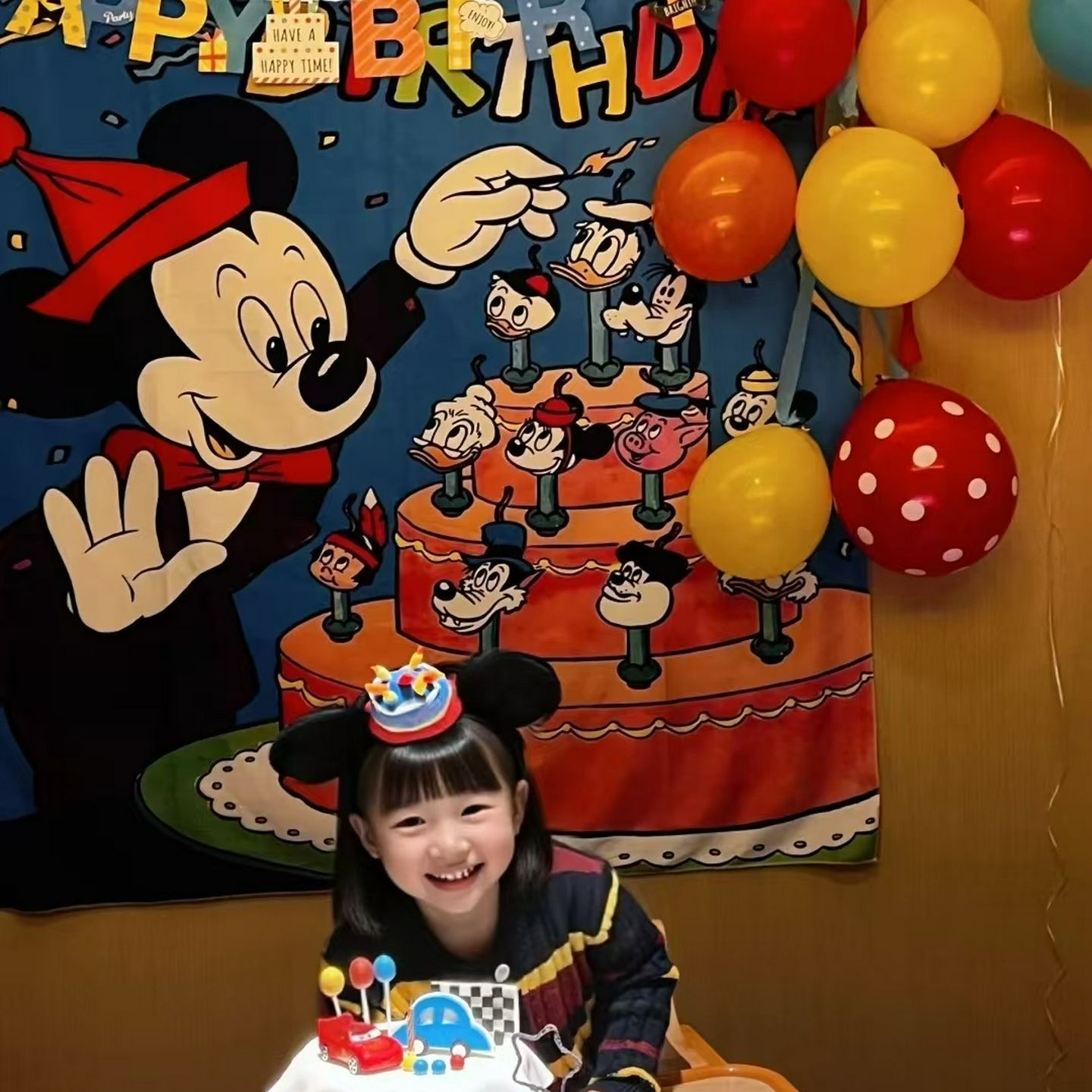 儿童米奇生日安排米奇主题背景布面派对场景装饰横幅气氛照片道具