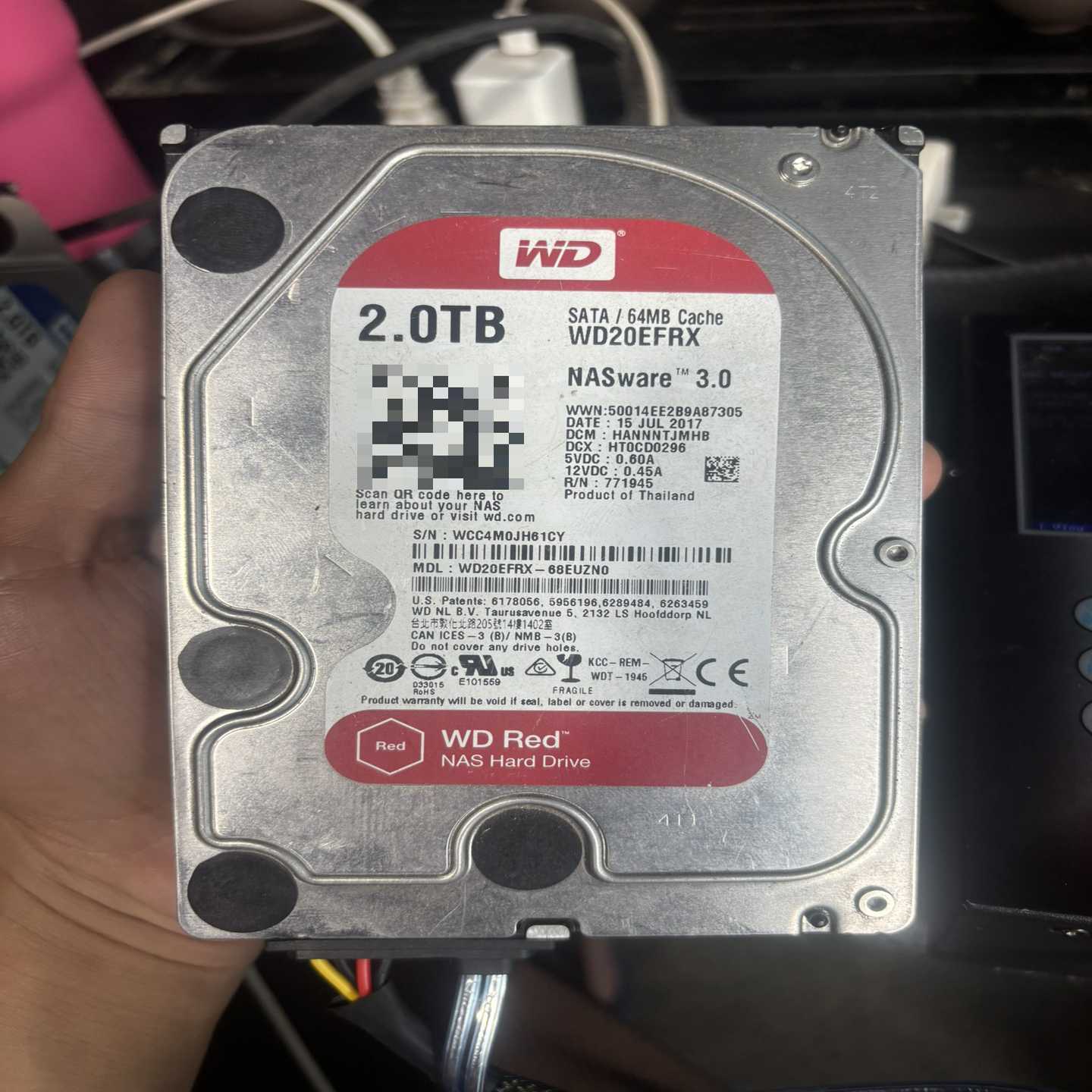 出售西数2TB红盘NAS硬盘,型号WD20EFRX,SATA-询价客服