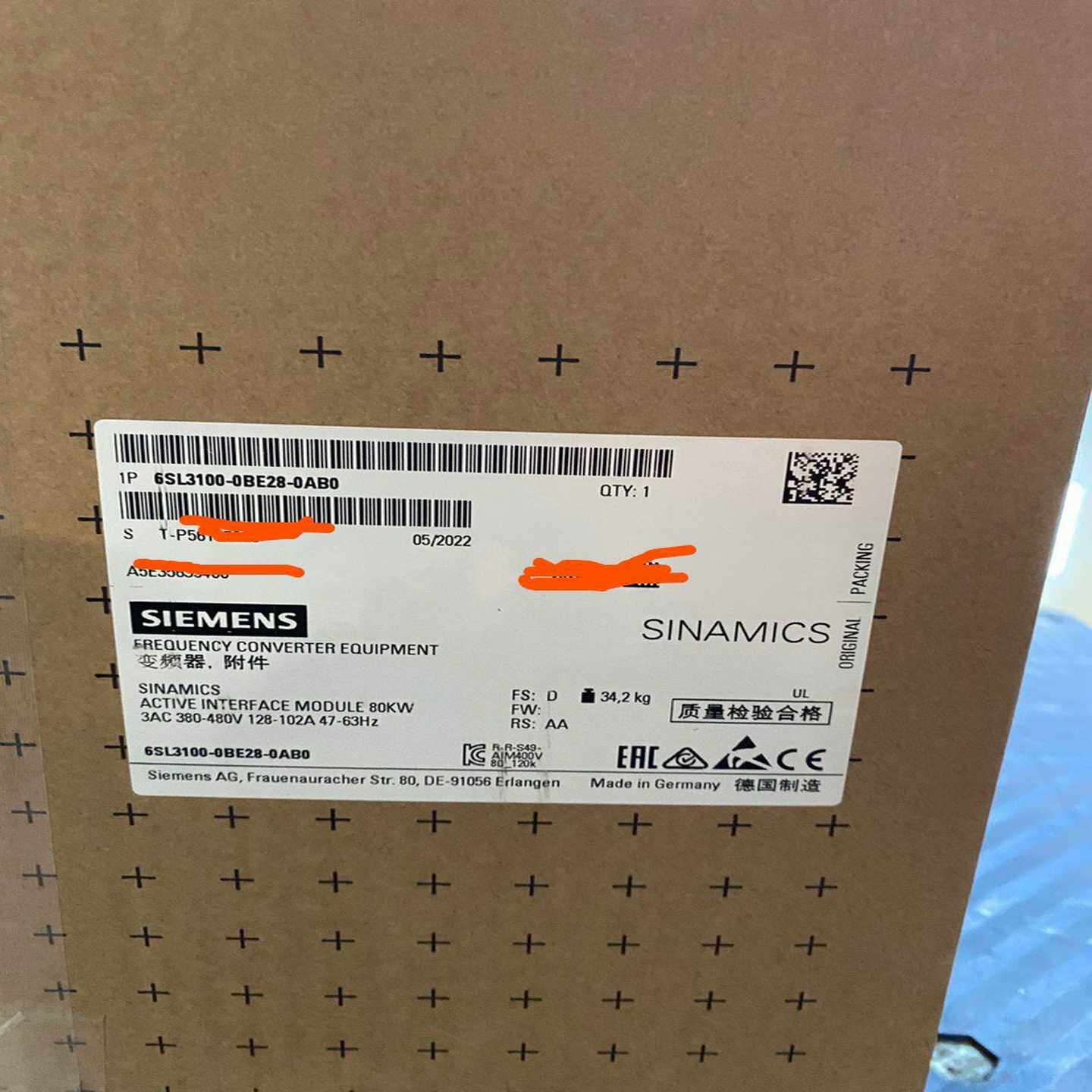 【议价】S120电源接口模块80kW380V6SL310适用