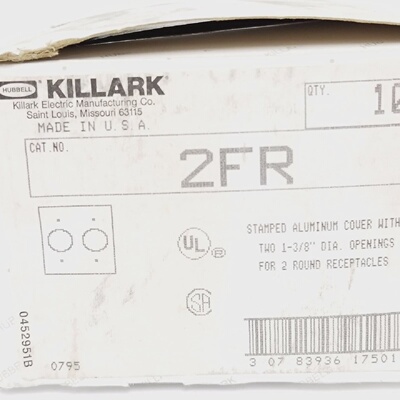 NIB HUBBELL KILLARK 2FR STAMPED ALUMINUM COVERS BOX OF 10