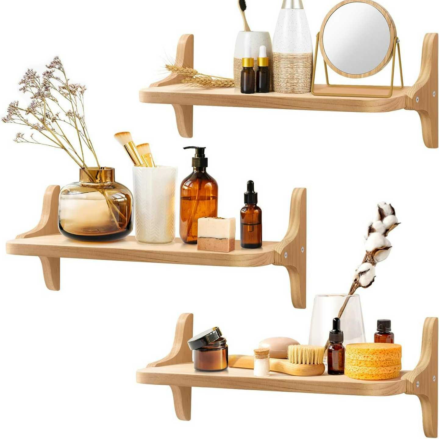 实木电视柜机顶盒免打孔墙上置物架壁挂装饰客厅卧室路由器收纳盒