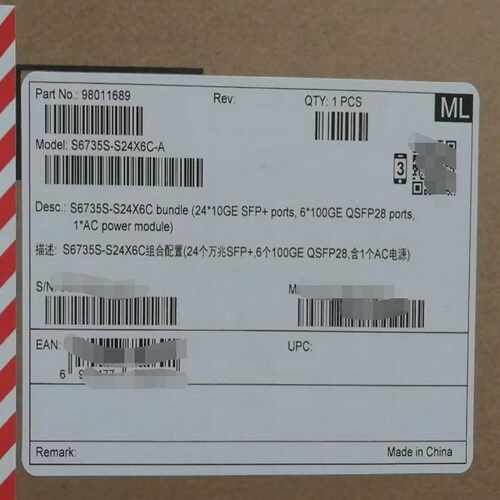 S6735S-S24X6C-A 企业级24个万兆光口6个40~议价