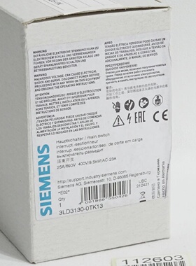 议价Hauptschalter 3Ld31300Tk13 25A690V 400V9.5KwAc23A  Neu O