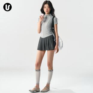 运动短裙女速干瑜伽跑步普拉提训练健身套装羽毛球网球百褶裙子服