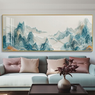 中国风东方美学茶室山水画客厅挂画背有靠山办公室装饰画背景墙画