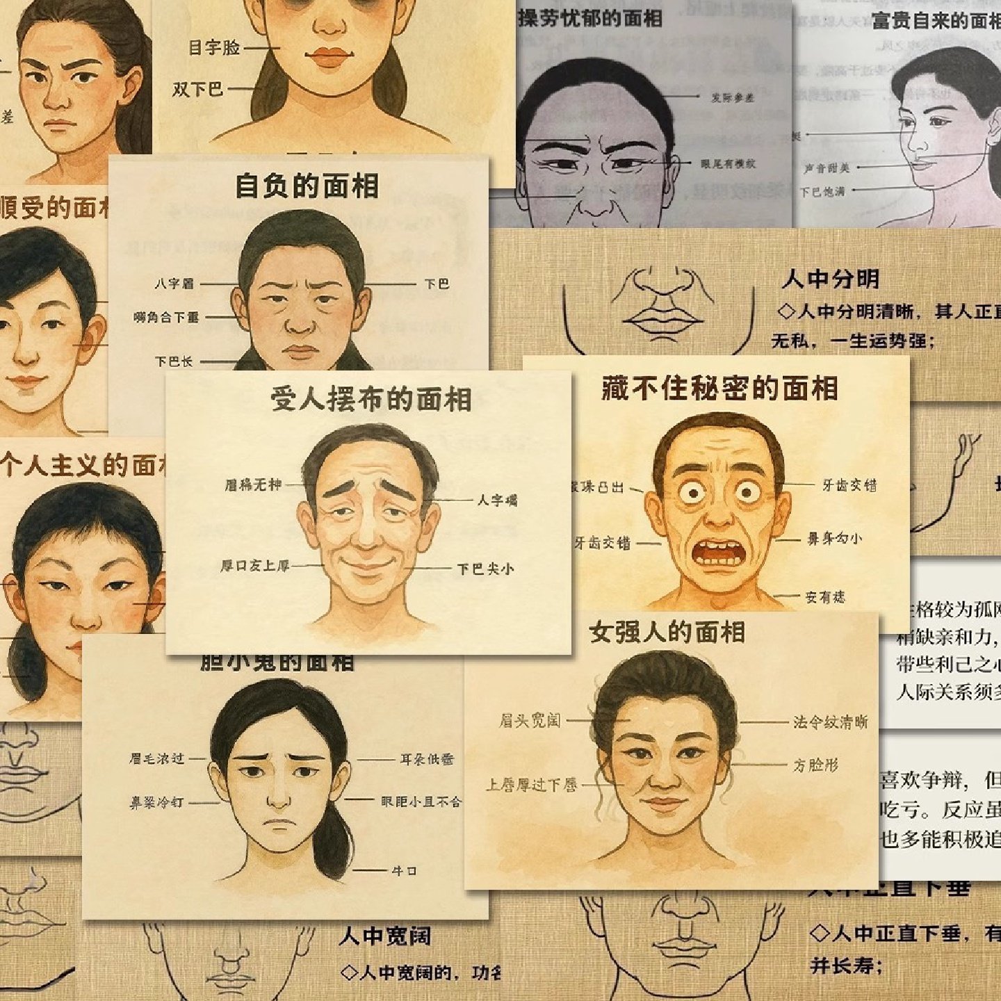 面相贴纸创意教你识人解读传统易经周易学习笔记手账素材自粘贴画,文具电教/文化用品/商务用品,贴纸/立体贴纸,淘宝优惠券,粉丝福利购,淘宝优惠卷