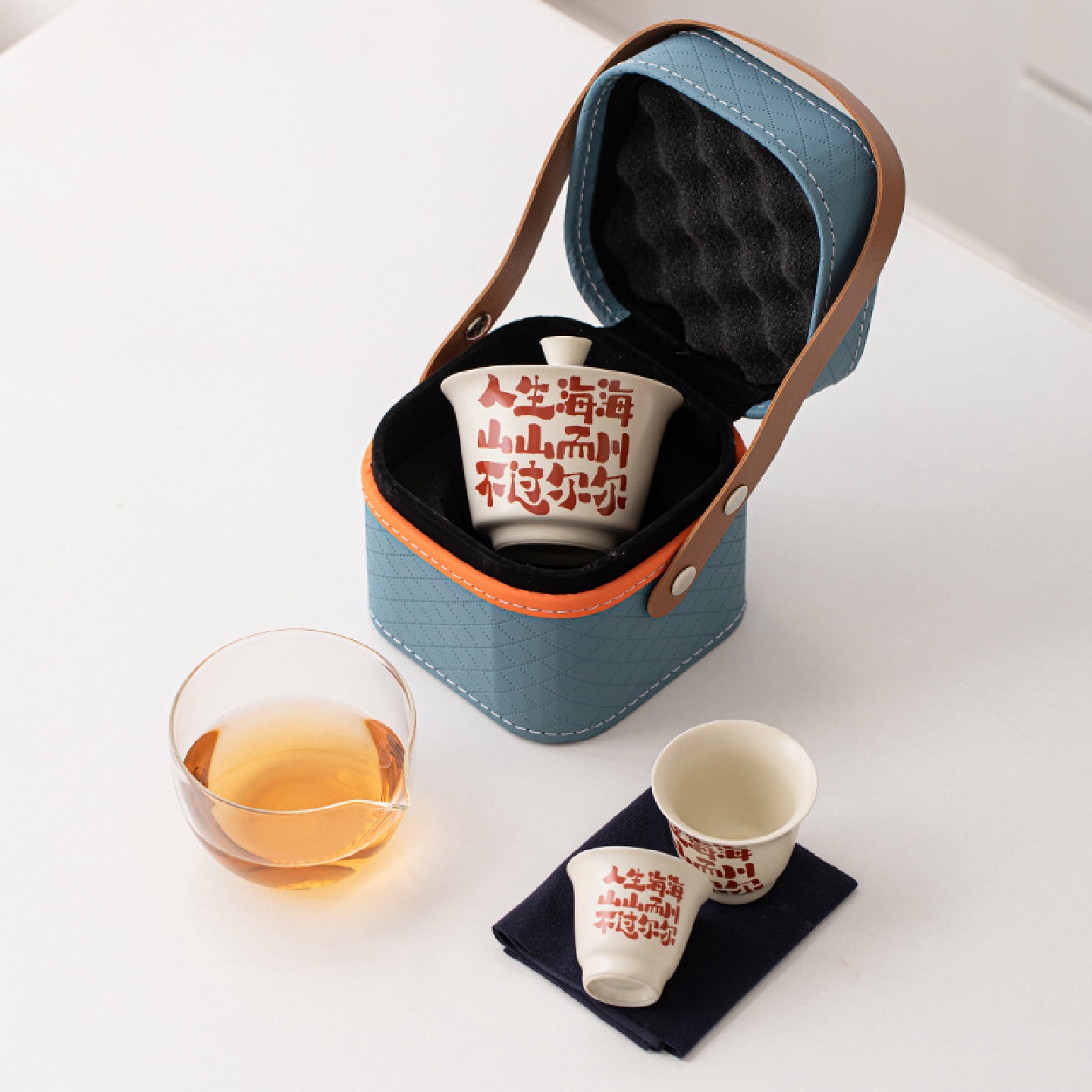 旅行茶具套装家用户外便携车载陶瓷盖碗快客杯一壶两杯随身茶具