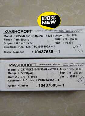ASHCROFT雅斯科压力传感器带包装，实物图片询价