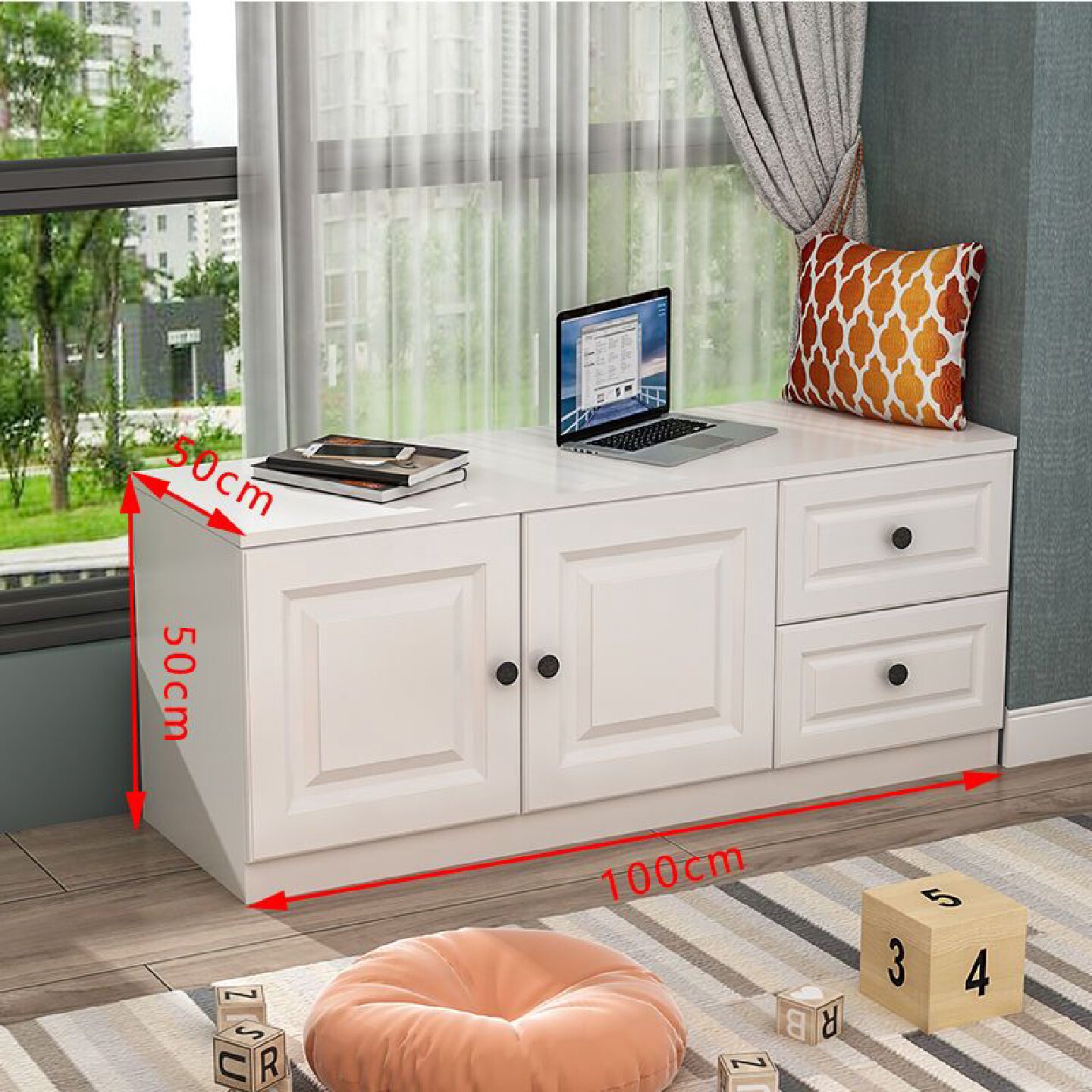 定制一体飘窗柜地柜组合柜阳台柜矮柜储物柜电视柜可坐人收纳柜