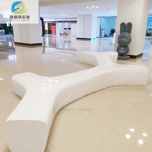 创意玻璃钢Y字休闲椅商场公共座椅户外拼接组合座凳公园广场长椅