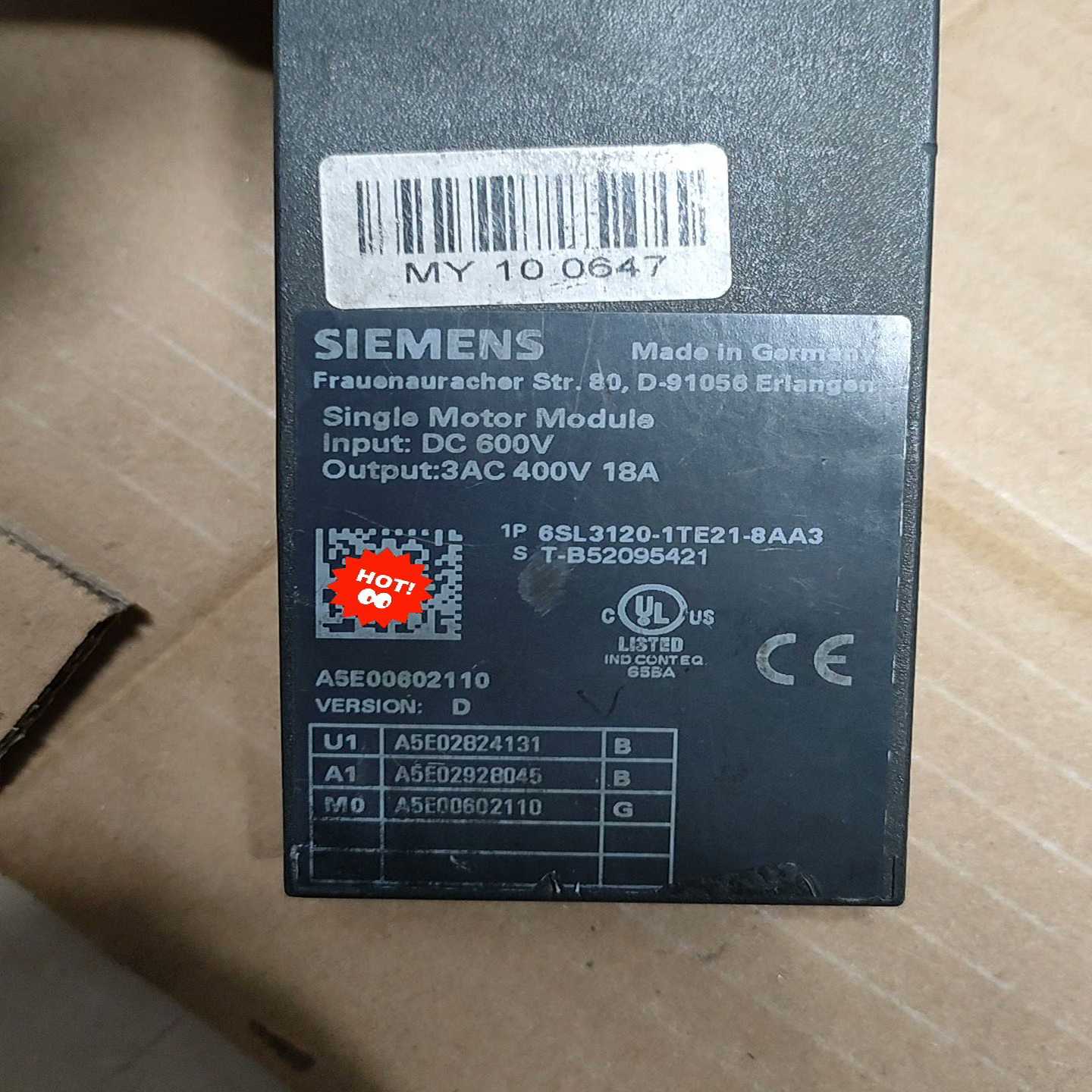 议价原装西门子驱动器6SL3120-1TE21-8AA3现货/维x修