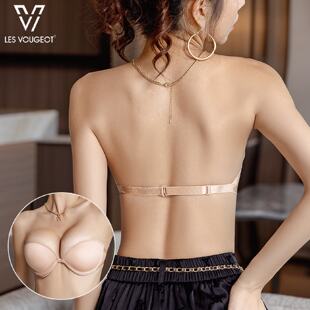 夏季无肩带美背内衣女小胸聚拢显大防滑不掉抹胸前扣隐形露背文胸