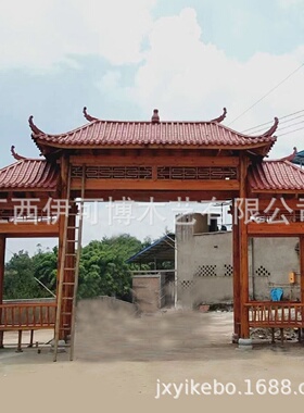 热销古建牌楼牌坊门头景观防腐木门楼山门大门景区公园农村