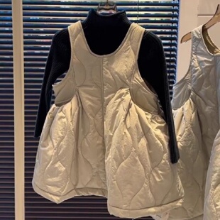 2024冬季女童连衣裙女孩韩版宽松夹背心裙儿童时尚休闲圆领公主裙