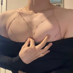 胸肌示波器项链男士性感禁欲系肌肉链高级感身体链配饰纯欲风胸链
