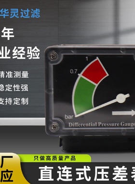 压缩空气精密过滤器指针式压差表/差压表直连压差表厂家供应