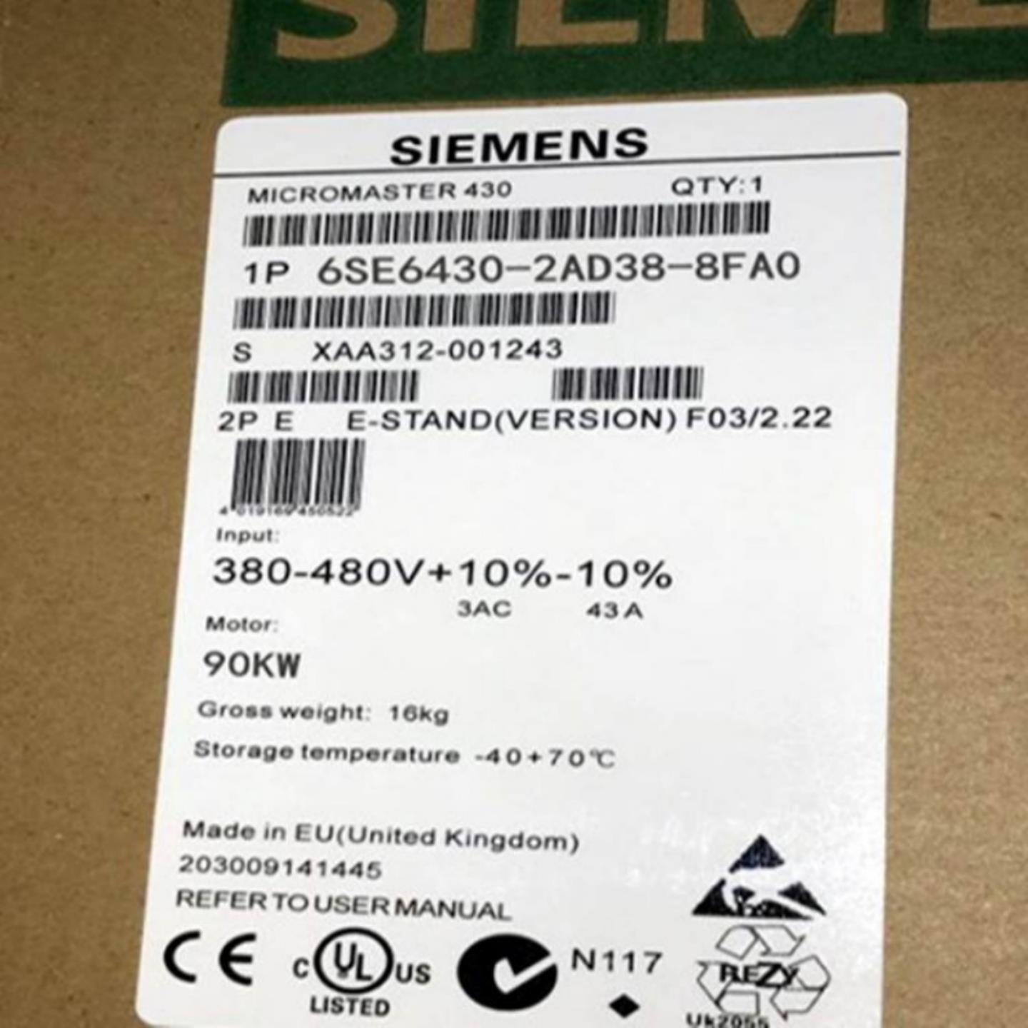 6SE6430-2AD38-8FA02UD41滤波器3AC380-480V+10-10%47