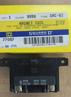 SquareDMagnetCoil9998SAC-62forSAStarters&Contactors