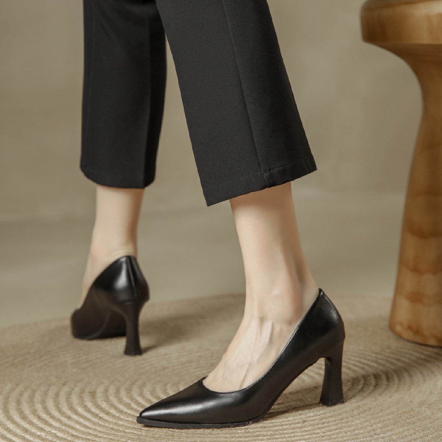 高跟鞋女黑色职业工作鞋2025新款春秋面试久站不累脚细跟通勤单鞋