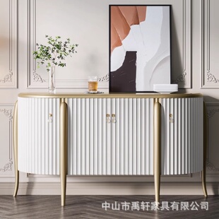 轻奢电视柜白色储物柜现代简约靠墙边柜视听柜家用客厅储物柜 意式