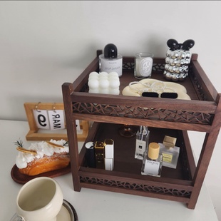 黑胡桃木茶具收纳架展示架小型家用茶室咖啡水杯子茶壶茶具小罐子