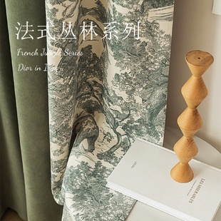 法式 高遮光窗帘布料 窗帘雪尼尔美式 印花绍兴科桥窗帘2023新款