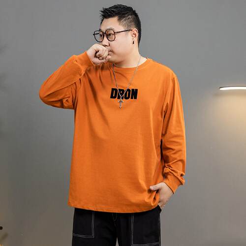 纯棉春秋款打底衫重磅长袖T恤男款加肥加大码宽松潮胖子秋衣内搭