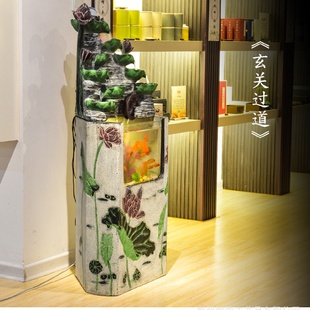 复古假山石喷泉流水摆件客厅造景家居饰品批发树脂工艺品 创意中式