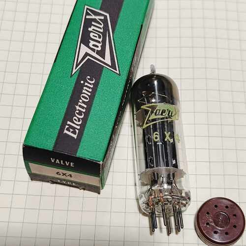 询价英国ZAEUX标原盒6X4EZ90方环整流电子管一只