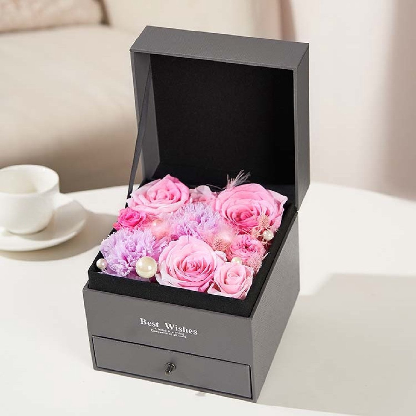 温馨纪念永生花礼盒康乃馨粉玫瑰真花干花束母亲节礼物送妈妈长辈,鲜花速递/花卉仿真/绿植园艺,永生花,淘宝优惠券,粉丝福利购,淘宝优惠卷