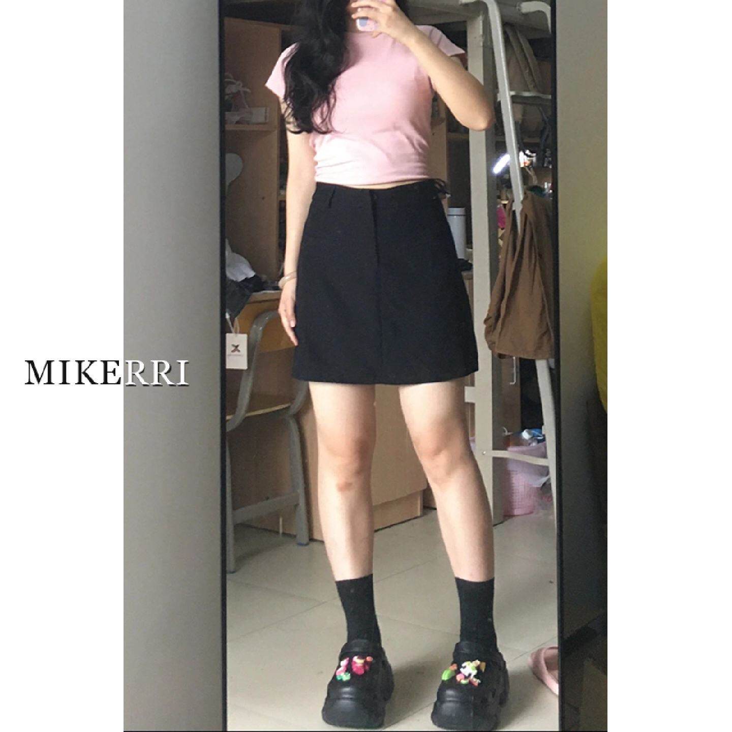 黑色西装短裙女夏季大码胖mm高腰显瘦梨型身材遮肚子a字半身裙子