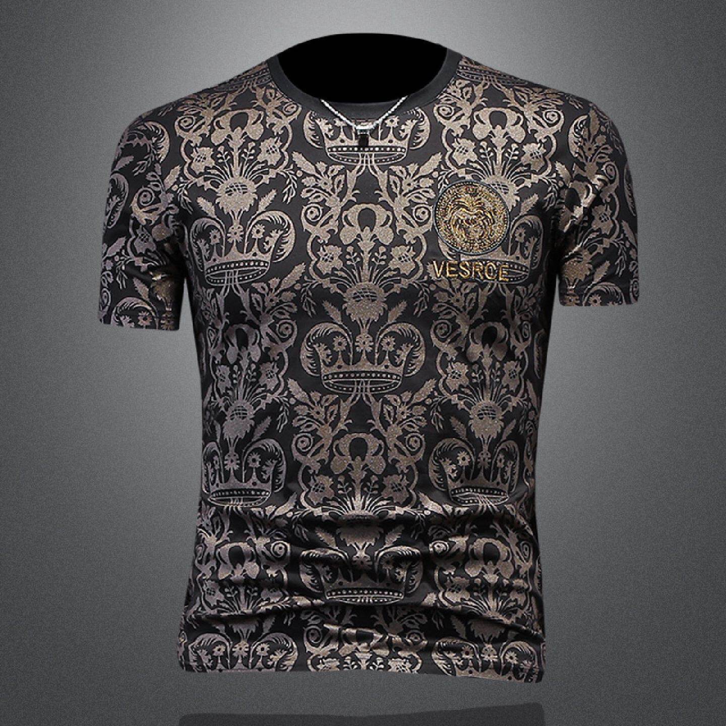 希铭顿男士短袖恤夏季新款潮流显瘦高端轻奢休闲时尚圆领体恤衫潮