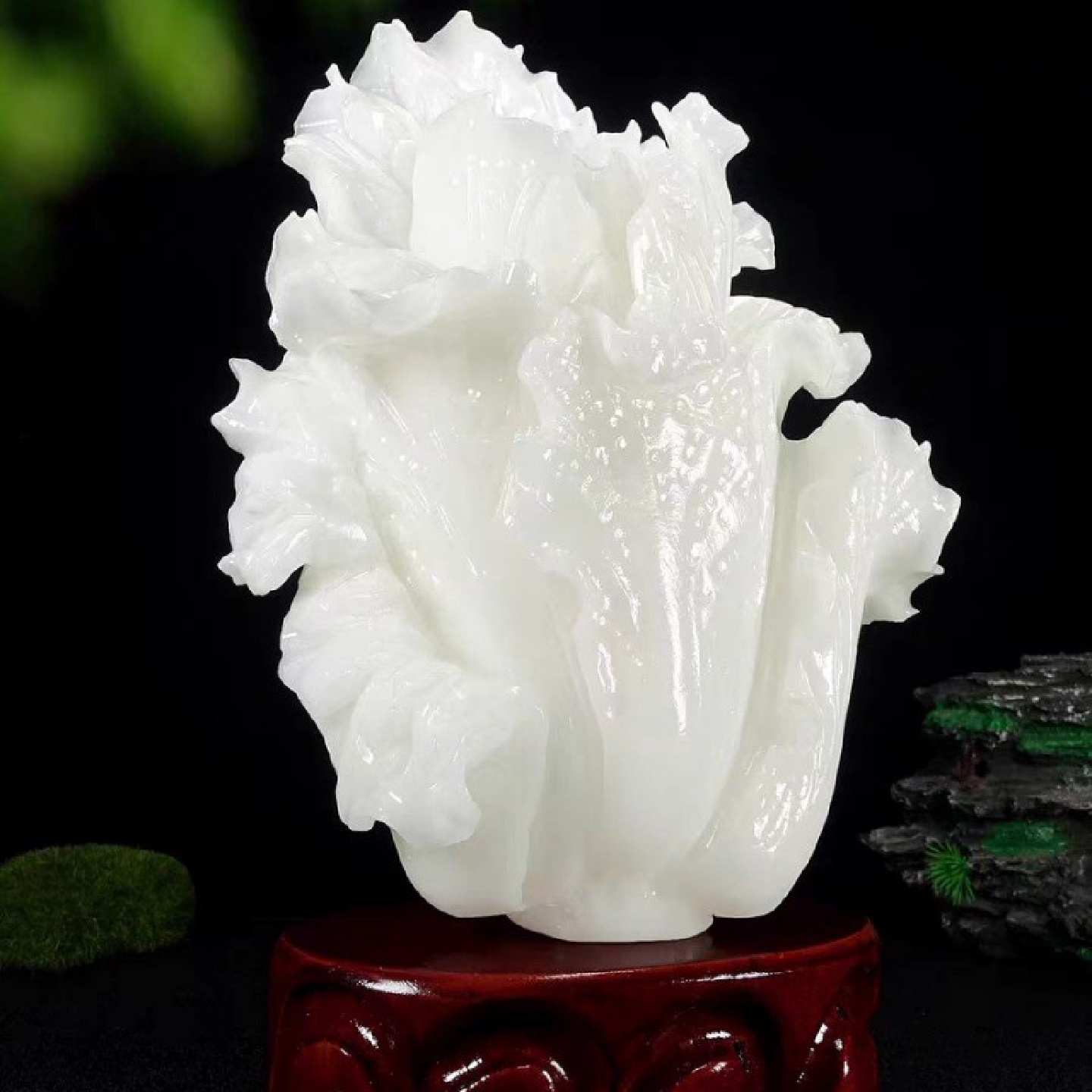 阿富汗白玉白菜摆件家居装饰办公玉白菜摆件