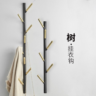 挂衣架落地衣帽架 免打孔北欧全铜衣钩卧室门后钩创意挂钩壁挂式