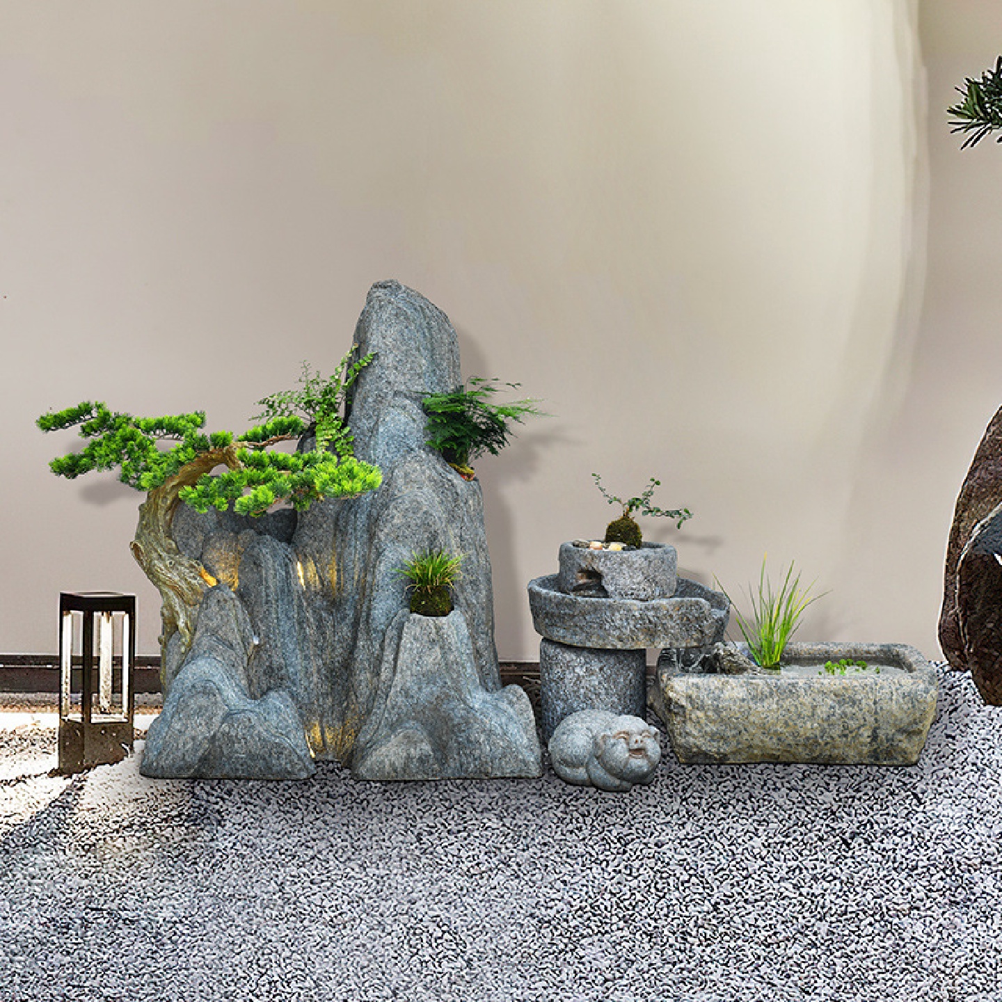 DIY假山装饰户外仿真流水装饰摆件会所庭院露台造景布置园林景观