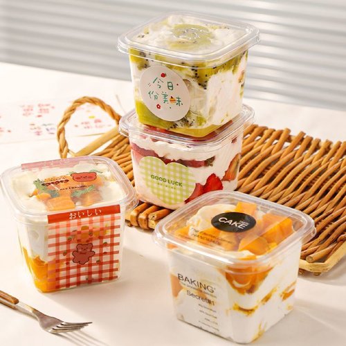 冰粉碗一次性千层慕斯蛋糕盒水果捞盒子网炒豆乳提拉米苏木糠杯子