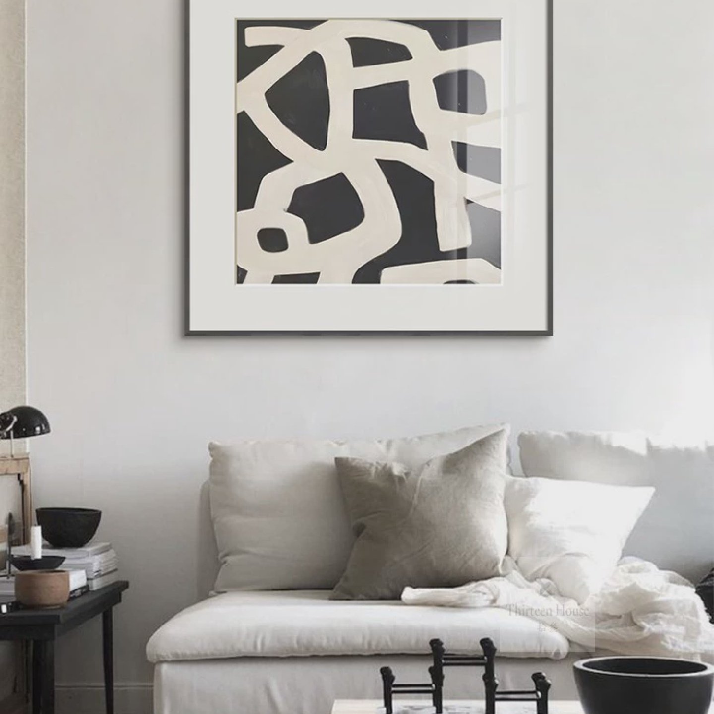 黑白抽象装饰画极简餐厅客厅背景墙挂画小众艺术高级感北欧玄关画