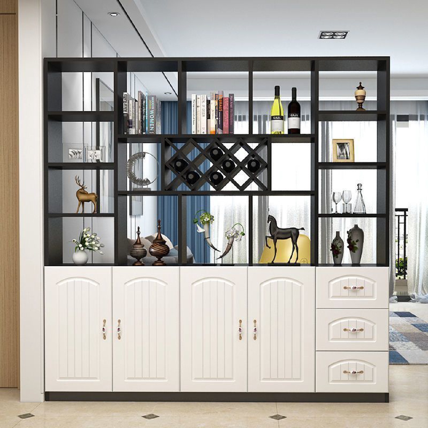 酒柜隔断柜双面客厅进门屏风鞋柜一体简约现代家用玄关柜