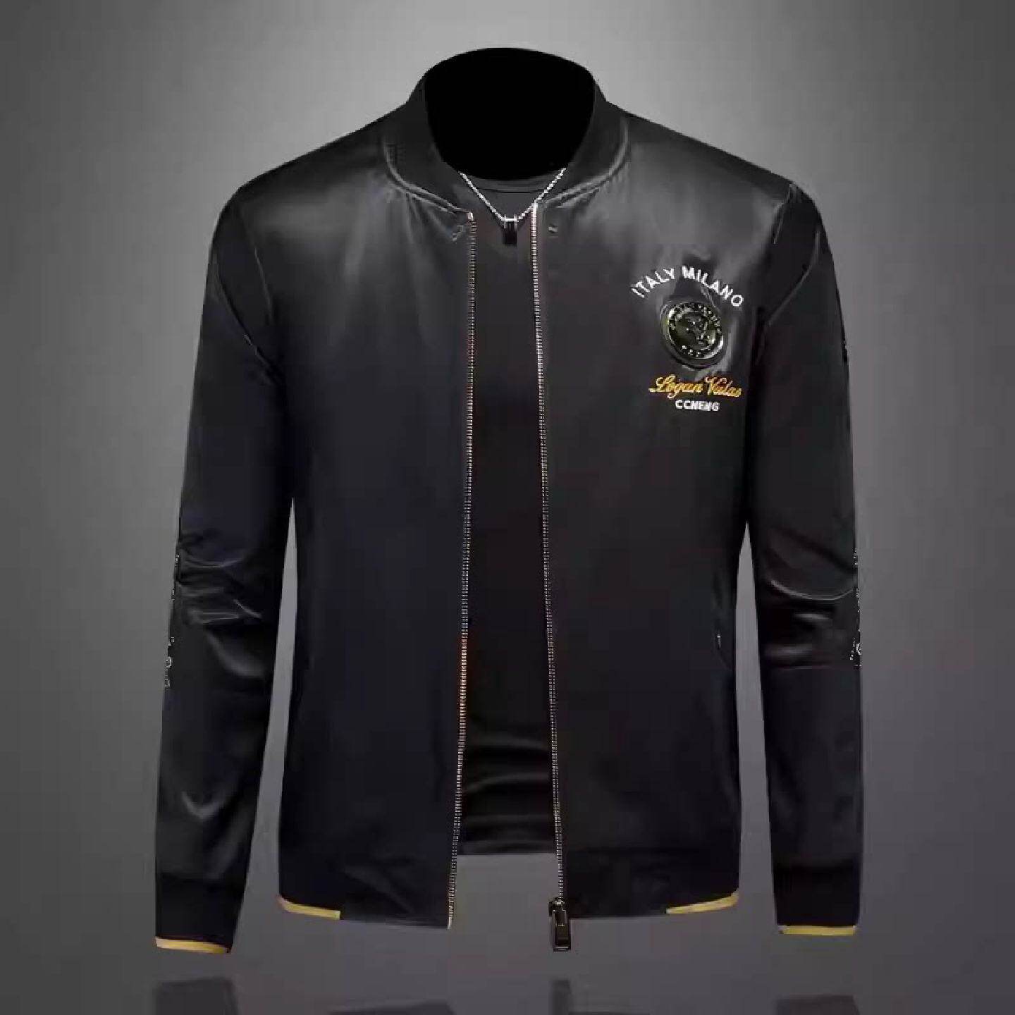 2026欧洲站刺绣休闲夹克男士春秋季新款潮牌烫钻上衣大码个性外套