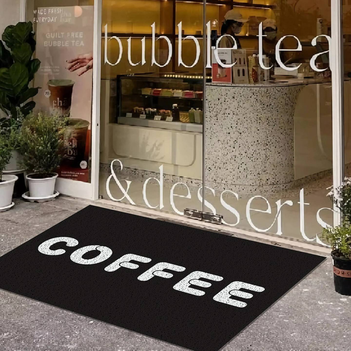 咖啡店进门地垫商用丝圈入户门脚垫店铺大门口入门垫子耐脏蹭泥垫