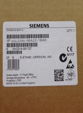 议价西门子6SL3246-0BA22-1BA0 SINAMICS G120变频器6SL32460BA22