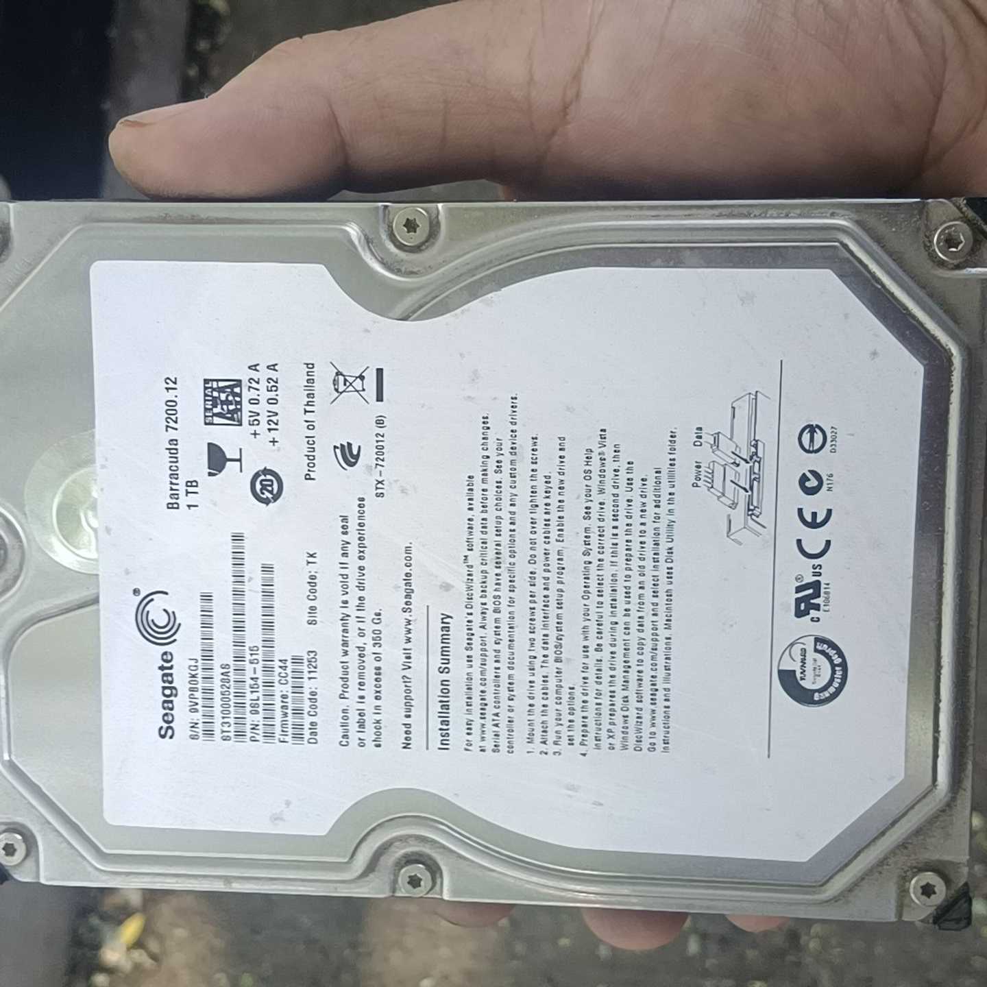 希捷1TB机械硬盘，3.5寸台式机用，7200转SATA接口--议价商品