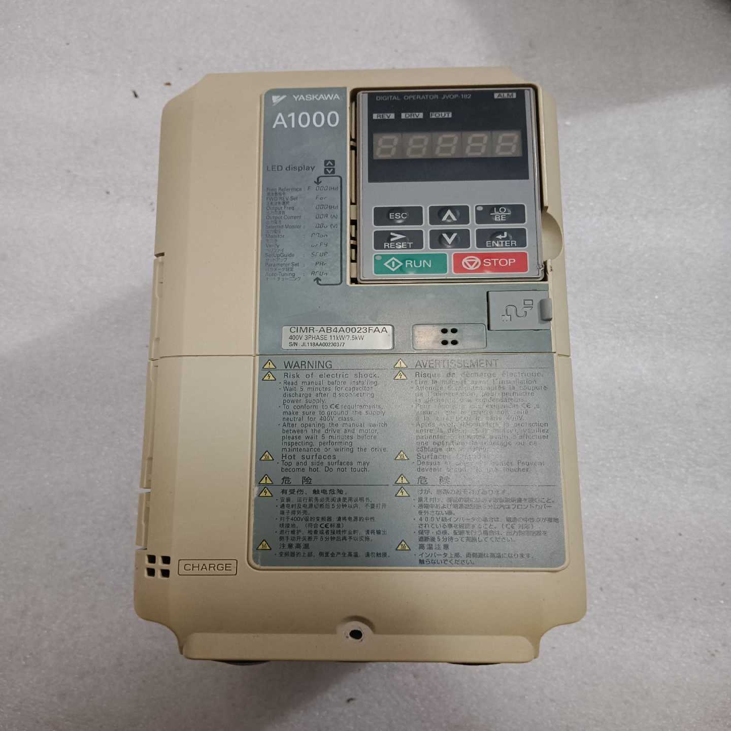 安川A1000变频器CIMR-AB4A0023FAA，7.5询价