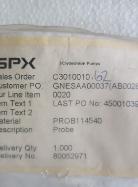 SPX传感器型号PROB114540全新原包装未拆库存-议价