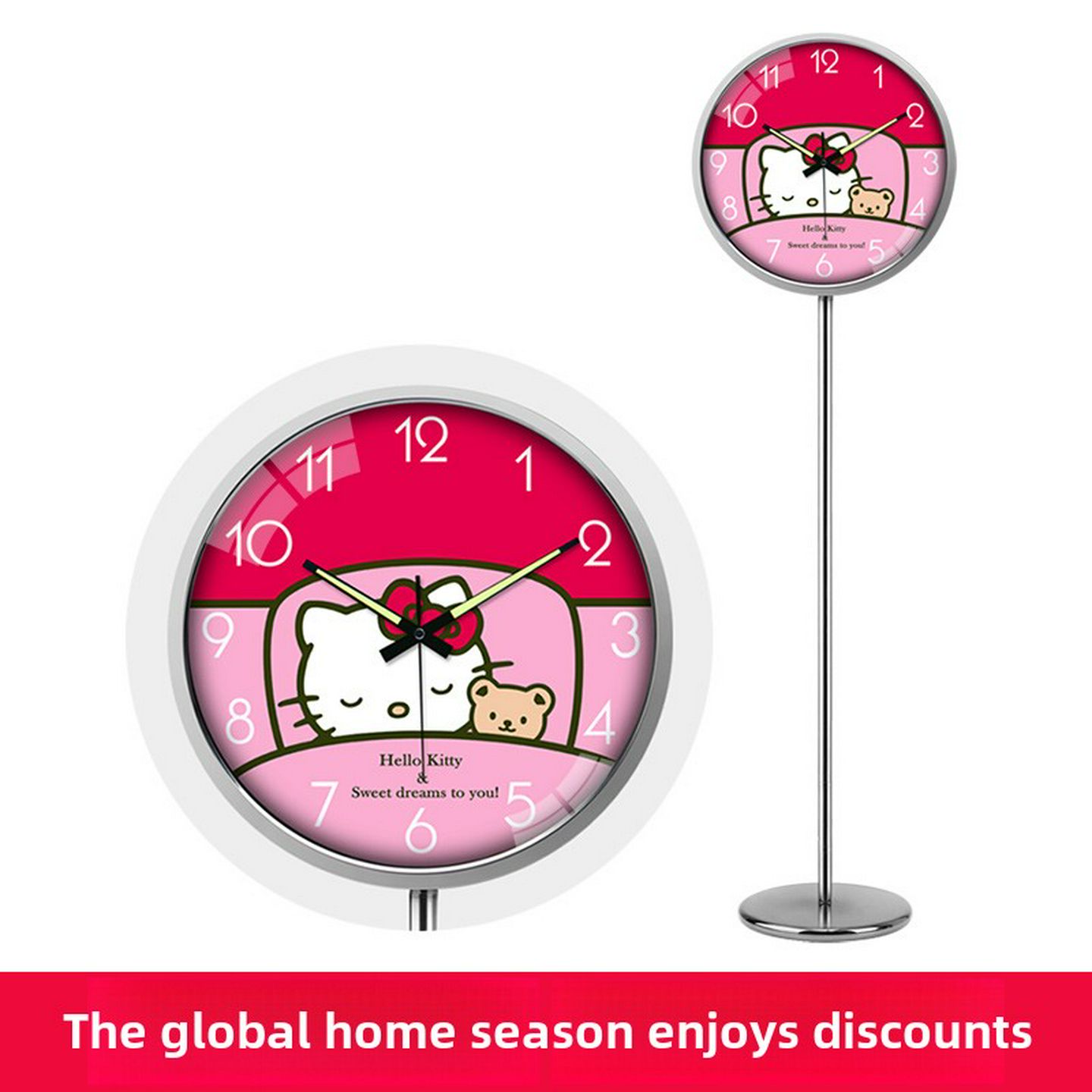 家庭垂直时钟/创意个性化无声垂直时钟/卡通可爱夜光/扫帚地板挂