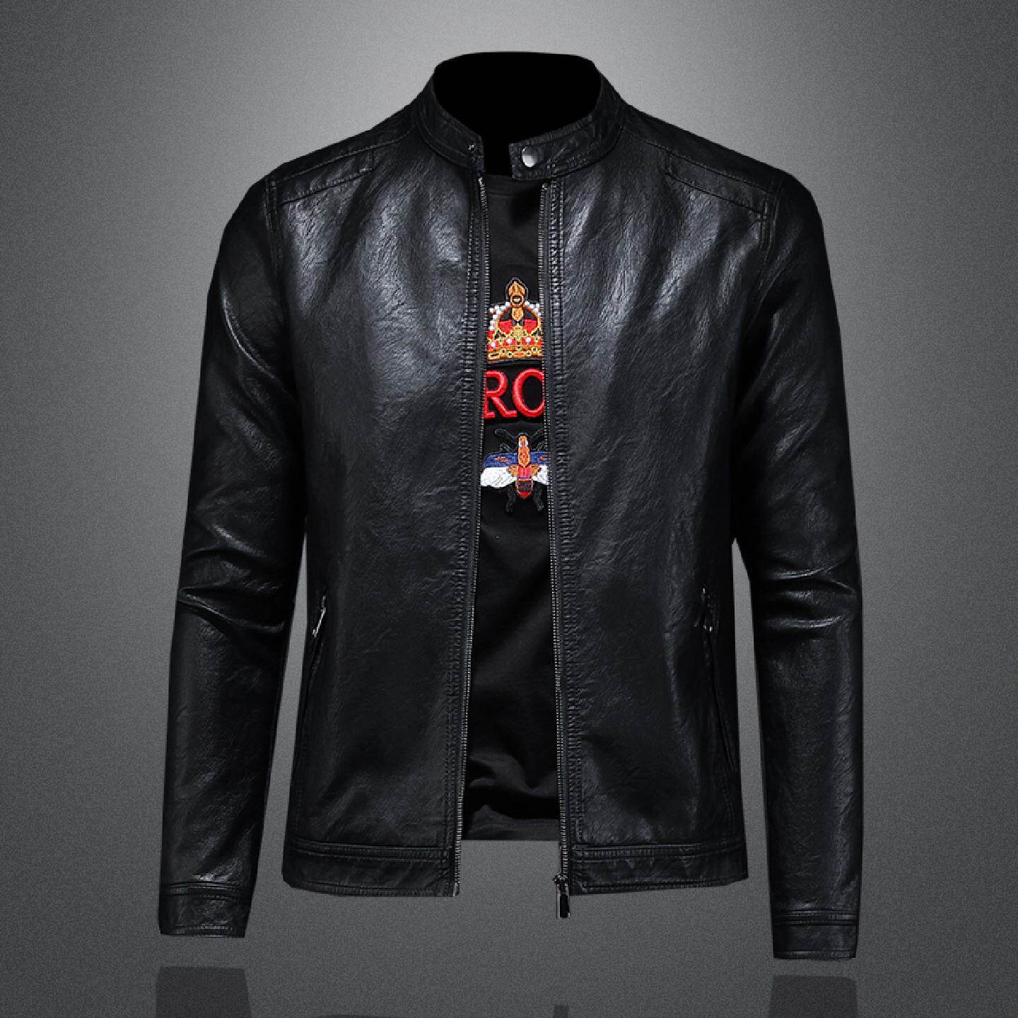 2026欧洲站软皮夹克男士春季新款商务休闲立领冬季加绒皮衣外套潮