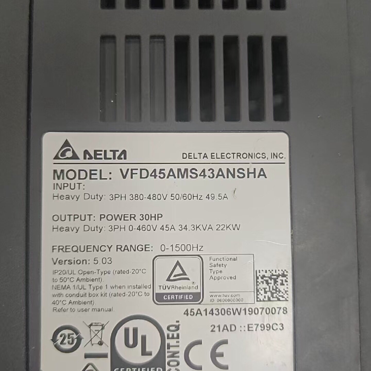 台达变频器MS300系列VFD45AMS43ANSHA-议价