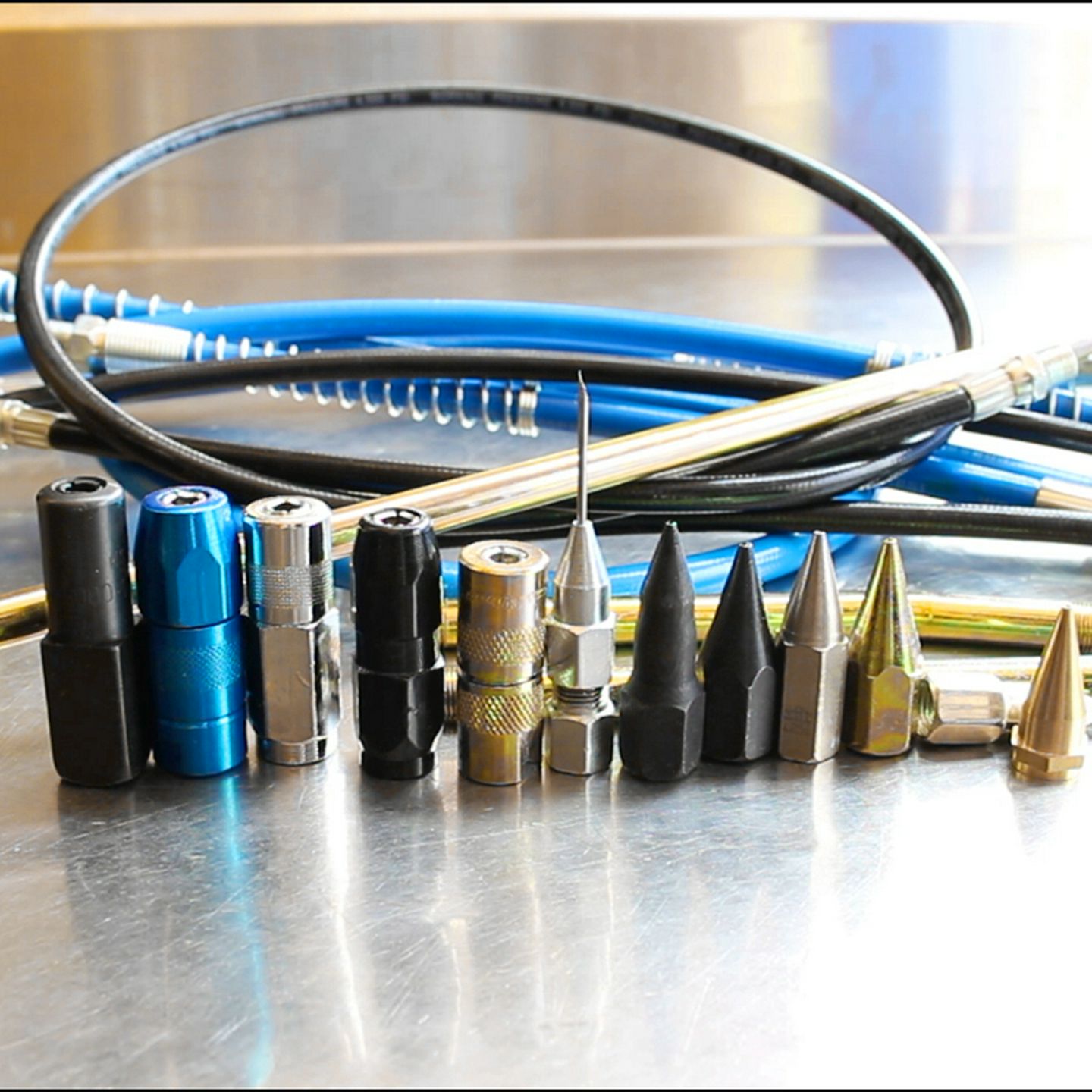 黄油枪枪嘴橄榄头平咀加厚平嘴细手动钢尖气动高压软管加长硬管