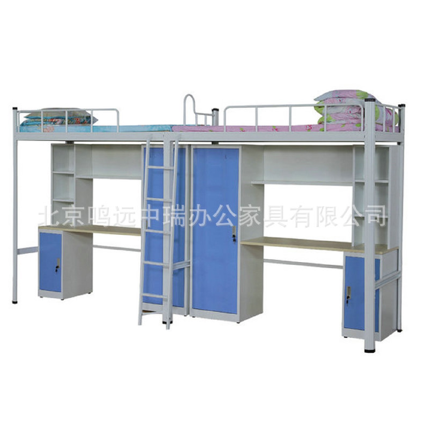 钢亿厂家大学生公寓床宿舍钢制床高架床学校上床下桌组合床